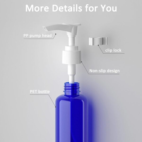 Apstaqeoo 6Pcs 100ML Empty Travel Bottles Plastic Pump Bottle Lotion Dispenser Bottle Set Refillable Small Makeup Cosmetic Container TSA Approved for Toiletries Shampoo Massage Cleansing Oil (Blue) - Image 6