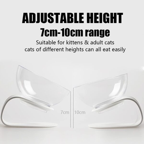 Raised Cat Bowl with Stand, 15° Tilted Cat Bowls for Kittens Elevated Cat Bowl Anti Vomiting Double Cat Bowls Plastic Transparent Cat Feeding Bowl - Image 5