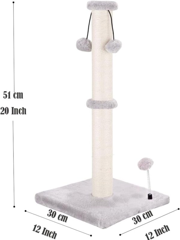 51cm Cat Scratching Post for Indoor Cats, Kitten Scratching Post Tower with 3 Ball Toys, Durable Cat Scratcher Pole with Natural Sisal Rope and Heavy Base - Image 3