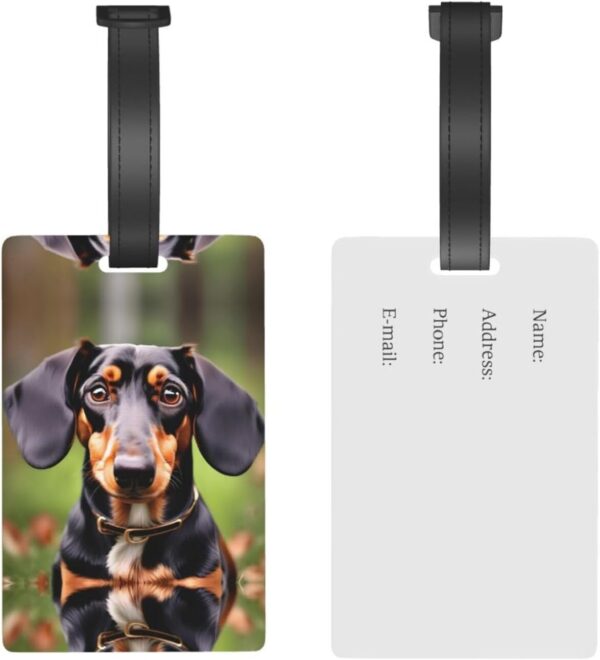 Mqgmz Dachshund Weiner Pet Dogs Print Suitcase Tag Luggage Tags Labels,Instrument Leather Bag Case Tags Travel Accessories - Image 5