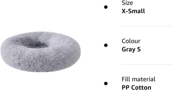 Zhoothyomiru Cat Bed Plush Donut Pet Bed Round Warm Cuddler Kennel Soft Puppy Sofa Nest Warm Soft Plush Comfortable ((Light Gray S/37CM) for 2.5KG Pet - Image 4