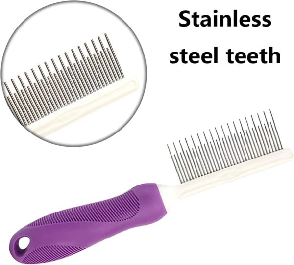 YYHONGMAI Detangling Pet Hair Comb Pet Grooming Comb Long Stainless Steel Teeth Comb for Dogs Cats - Image 3