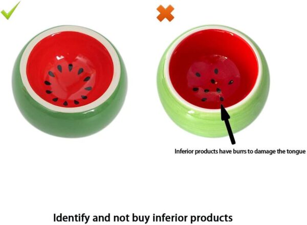 OMEM Hamster Food Bowl Ceramic Prevent being Tipped over Small Animal Water Dish for Guinea Pig Rodent Gerbil Cavy Hedgehog Feeding Bowl (Watermelon) - Image 7