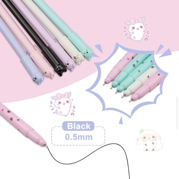 Hocadrv Cute Cat Stationery Set, 1 Canvas Cat Telescopic Pouch Bag 12 Cat Gel Ink Rollerball Pens with 0.5 mm Refill 240 Cat Notes Page Flags Index Tabs for Boys Girls Students and Office Supplies - Image 4