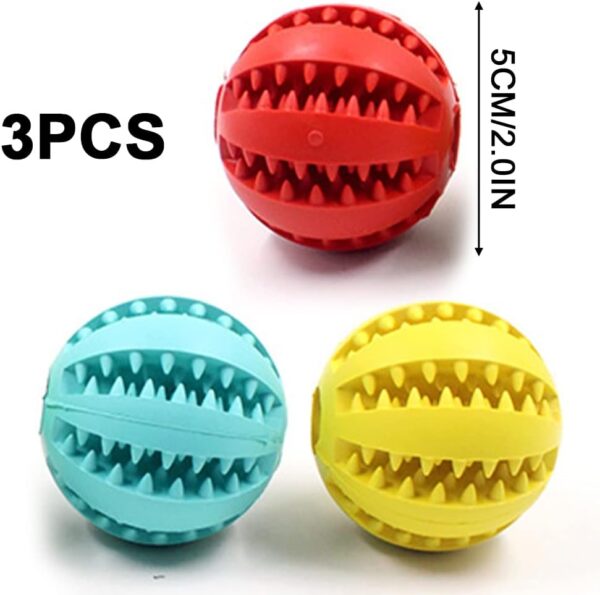 3 Pieces Dog Toy Ball 4.8cm Treat Dispenser Ball Toy Interactive Enrichment Dog Toys for Boredom Small Dog Puzzle Toy Teeth Cleaning Chew Toy Exercise Game IQ Training Ball for Indoor Puppy Cat - Image 2