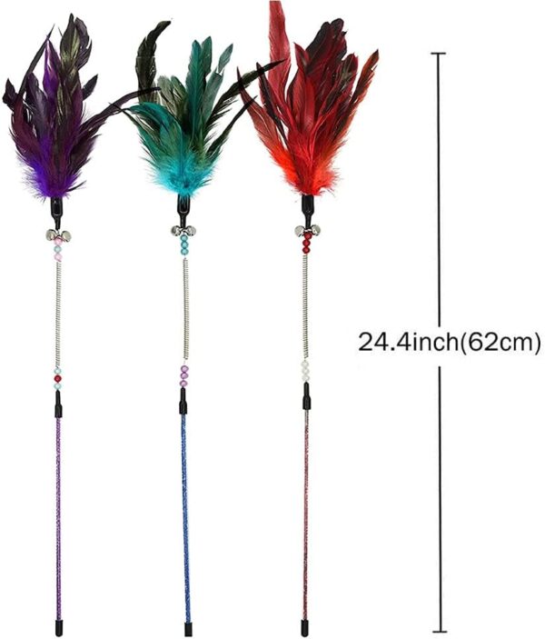 GingerUPer Cat Toy Feather Cat Toy Feather Wand Cat Pet Toy Wire Chaser Wand Teaser Feather With Bell,Cat Toys for Indoor Cats Kitten Interactive Training (6 Pack) - Image 4