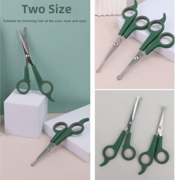 2 PCS Dog Grooming Scissors with Safety Round Tip Pet Grooming Scissors Kit Professional Hair Cutting Scissors Set Pets Grooming Tool for Dogs Cat (Green) - Image 5