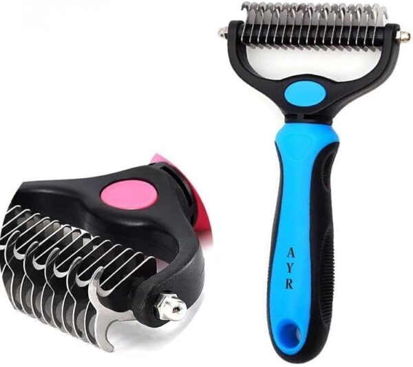 AYR Pet Brush for Grooming and Metal Comb Combo, Cat Brush Dog Brush managed shedding, Grooming supplies, Undercoat rake, Dematting and Deshedding Brush tool for Dogs for Long matted haired pets - Image 3