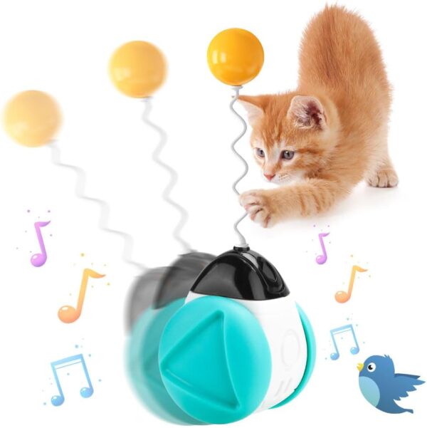 SHTALHST Cat Toys, Interactive Cat Toy for Indoor Cats Adult/Kitten, With Cat Teasers, Bird Sounds, Cat wheel and Catnip, Help Cats Boost Vitality (Lake Blue) - Image 2