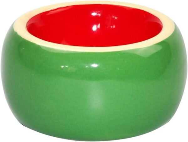 OMEM Hamster Food Bowl Ceramic Prevent being Tipped over Small Animal Water Dish for Guinea Pig Rodent Gerbil Cavy Hedgehog Feeding Bowl (Watermelon) - Image 3