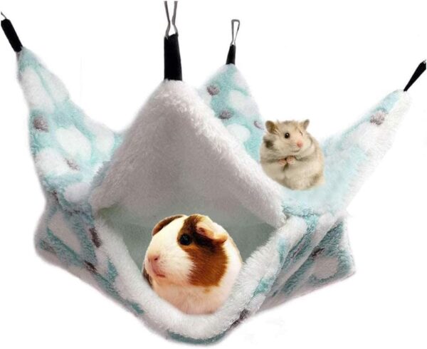 KILLIAN'S Store Small Pet Cage Hammock Hanging Bed, 2 Layer Bed Snuggle Bedding Accessories, House Toy Playing Sleeping Hide For Hamster Guinea Pig Rat Ferret (Green) - Image 2