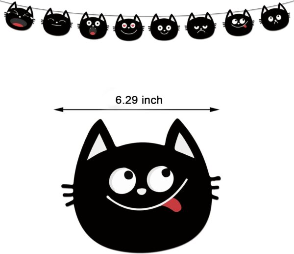 Black Cat Birthday Party Supplies Cat Themed Party Decoration Set Includes 5 x 3ft Black Cat Backdrops, Cat Happy Birthday Banner, Cake Topper, Cupcake Toppers, Balloons - Image 4