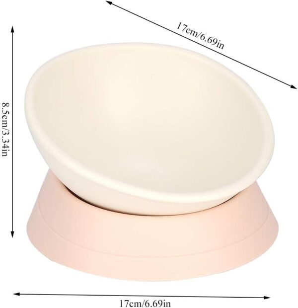 Slanted Dog Bowl Non Slip Tilted Pet Bowls Wide Mouth Dog Feeder Cat Food Water Bowl Dish Pet Sterile Tableware Dog Feeding Watering Supplies with Detachable Stand(White) - Image 2