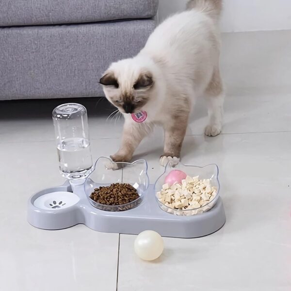 3-In-1 Cat Food And Water Bowl Set, Cat Bowls With Stand, Double Cat Bowls with Water Dispenser For Pet，Food And Water Feeder For Small Medium Dogs Cats - Image 8