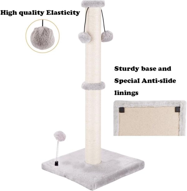 51cm Cat Scratching Post for Indoor Cats, Kitten Scratching Post Tower with 3 Ball Toys, Durable Cat Scratcher Pole with Natural Sisal Rope and Heavy Base - Image 4