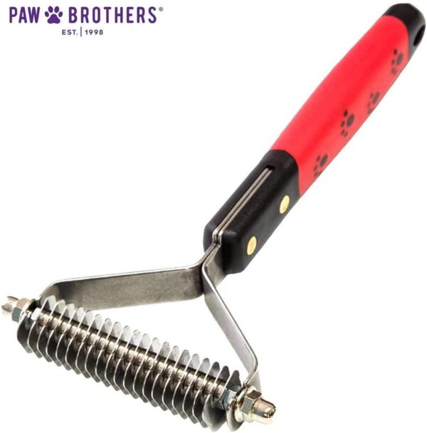 RYAN'S PET SUPPLIES Paw Brothers 20 Blade Medium Double WideDematting Undercoat Rake for Dogs and Cats, Professional Grade, Dog Shedding Brush, Stainless Steel Blades, Rounded Gentle Teeth - Image 2