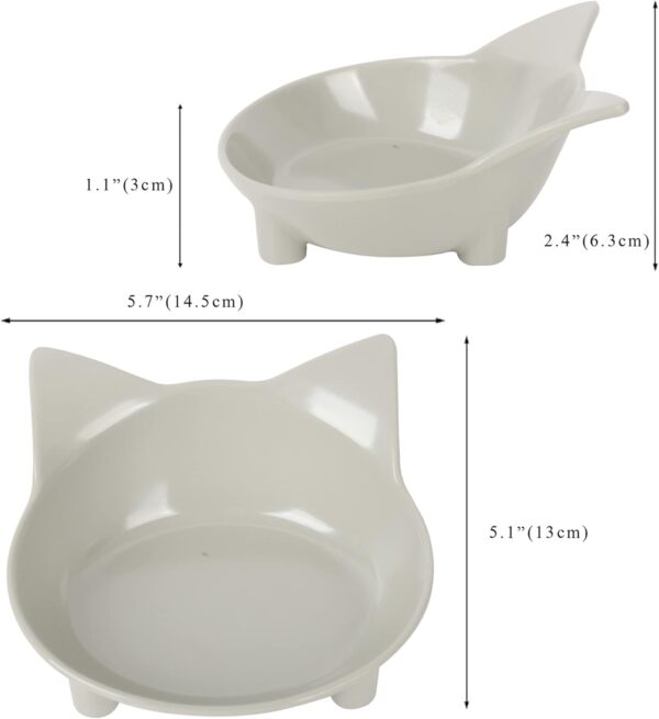 Cotill Cat Bowls, Anti-slip Multi-purpose Cat Food Bowl Pet Water Bowl Cat Feeding Bowl, Set of 3 - Grey/Black/White - Image 2