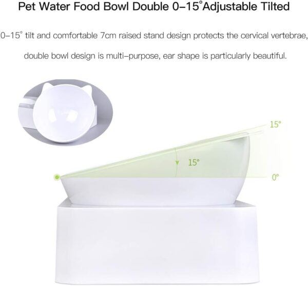 Marchul Cat Gravity Water and Food Bowls, Cat Dog Tilted Water and Food Bowl Set - Image 3