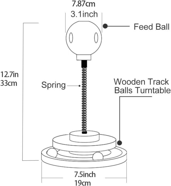 Marchul Cat Toys Interactive for Indoor Cats Kitten Toy, Cat Ball Toy Cat Treat Spring Toy with Circle Ball Track, Wooden Automatic Cat Toy Slow Feeder Treat Ball - Image 5