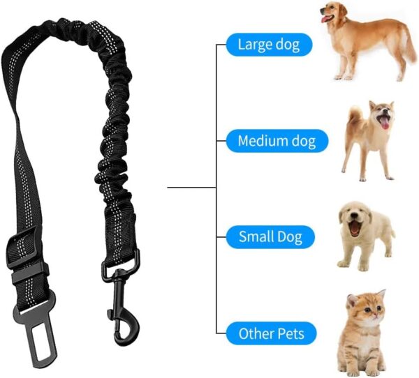 Dog Car Harness, Dogs Car Seat Belts 53cm Dog Safety Seat Belt Adjustable with Elastic and Safety Buckle of Car Travel Accessories for Pets (Black) - Image 5