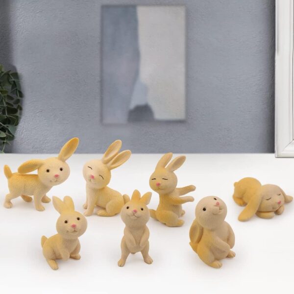 kukifun 7pcs Rabbit Figures Toys, Bunny Cake Toppers Animal Toys set, Rabbit Figurines Ornaments Fairy Garden Decorations Party Favors Gifts Kids Birthday Gift Party Supplies - Image 2