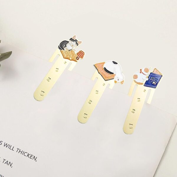 4 PCS Metal Cat Bookmark for Cat Lovers Book Marker Lovely School Office and Home Supplies - Image 4