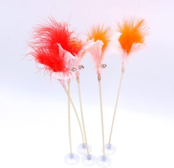 Tiardey 5pcs Cat Toy Feather Stick Spring Suction Cup With Bell Spring Mouse Pet Supplies Spring Feather Pet Elastic Feathers - Image 6