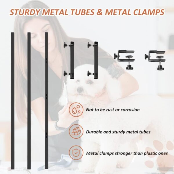 HIDOG Dog Grooming Arm with Clamp, H-Shape Adjustable Dog Grooming Table Arm with Loop Noose, Height and Width Adjustable Pet Grooming Supplies for Dogs and Cats - Image 5