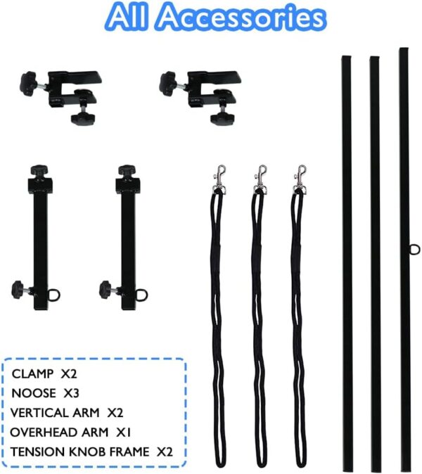 LEIBOU Dog Grooming Arm H-Shape Pet Dog Grooming Table Arm with 3 Noose and Clamp for Dogs and Cats Heavy Duty Aluminum Alloy Frame with 35.4” Adjustable Height and 36.2” ~ 50” Adjustable Width - Image 7