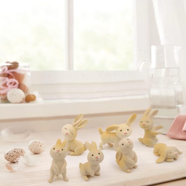 kukifun 7pcs Rabbit Figures Toys, Bunny Cake Toppers Animal Toys set, Rabbit Figurines Ornaments Fairy Garden Decorations Party Favors Gifts Kids Birthday Gift Party Supplies - Image 3