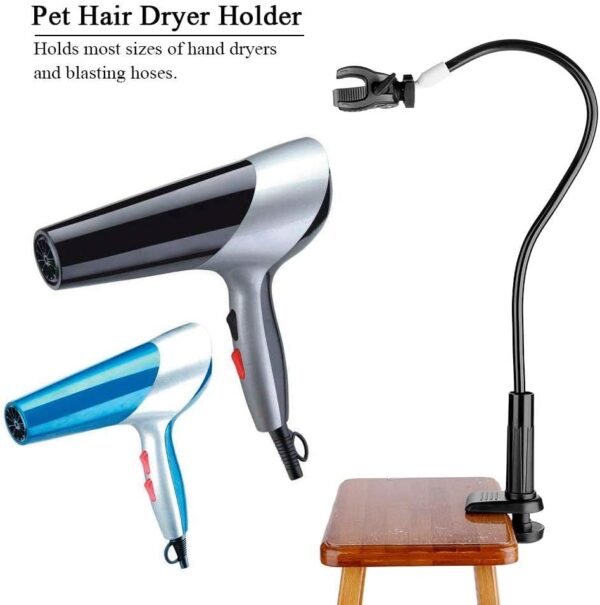 Dog Hair Dryer Holder Hands, 360 Degrees Rotatable Lazy Hair Dryer Stand Adjustable Pet Grooming Table Hair Dryer Stand Holder with Clamp for Dogs Cats Pets Grooming - Image 8