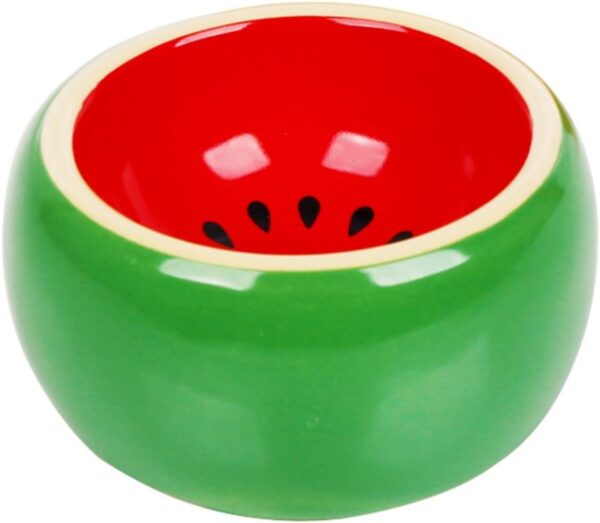 OMEM Hamster Food Bowl Ceramic Prevent being Tipped over Small Animal Water Dish for Guinea Pig Rodent Gerbil Cavy Hedgehog Feeding Bowl (Watermelon) - Image 2