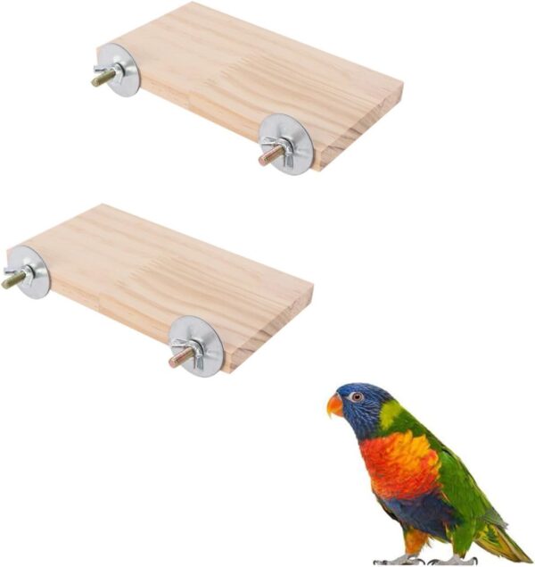 winmiya 2 PCS Bird Platform Bird Cage Accessories Pet Platform Climbing Platform Rat Cage Accessories Wooden Stand Rest Place for Small Animals - Image 2