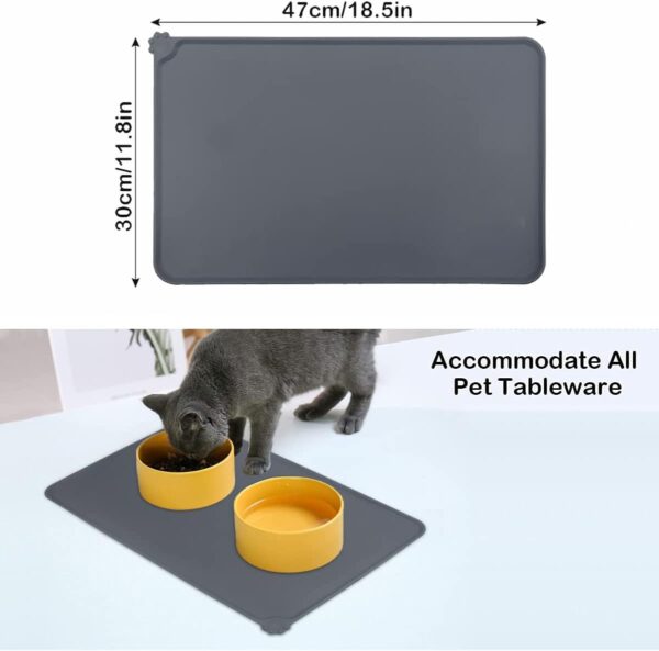 Emwel Dog Food Mat, Silicone Dog Bowl Mat, Non-Slip Cat And Dog Feeding Mat, Waterproof Dog Placemat L (47 * 30) - Image 2