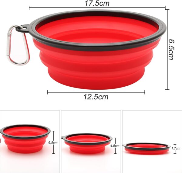 2 Pack Large Collapsible Dog Bowl, 1000ml/35oz Foldable Dog Travel Bowls, Portable Dog Water Food Bowl with Carabiner, Pet Cat Feeding Cup Dish for Traveling, Walking, Hiking - Image 2