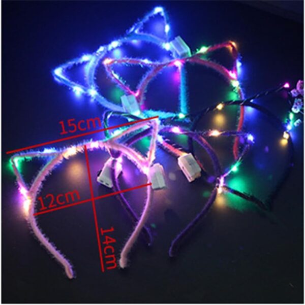 REQO 10 Pieces Cat Ears Headbands Set,LED Cute Cat Light Up Head Accessories,Glowing Girls Headdress Party Supplies For Night Clubs, Raves, Concert Party,Christmas,Halloween,Adults,Kids (10PCS-A) - Image 9