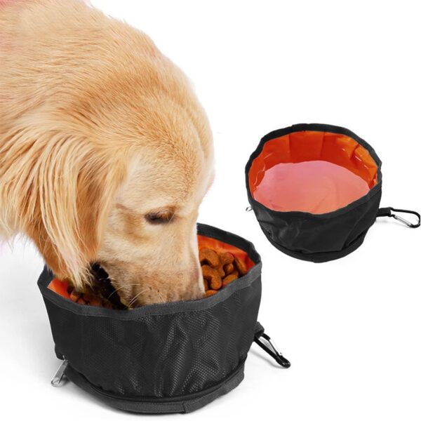 MABAHON 2 Pack Collapsible Dog Travel Bowls Portable Nylon Cat Dog Food Water Bowls Foldable Large Lightweight Pet Feeding Bowls With Zipper Hook Cleaning Cloth Dogs Cats Outdoor Camping Bowls - Image 3