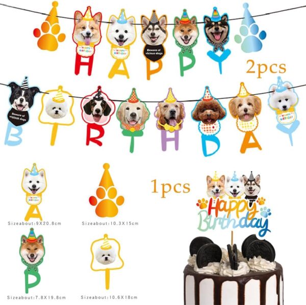 24Pcs Dog Themed Party Decoration Set,Birthday Decorations Doggy Theme Puppy Party Set Dog Party Supplies Pet Dog Party Pack for Birthday Party Including Cupcake Toppers Kids Birthday Decorations - Image 3