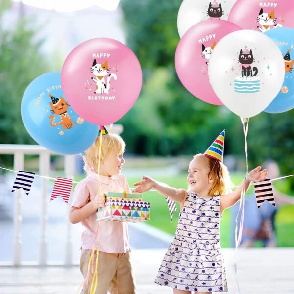 Cat Party Decorations，Cat Birthday Party Supplies，Cat Face Happy Birthday Banner cat cake decorations cat print balloons，Animal pet party decorations cat themed birthday party Baby Shower - Image 7