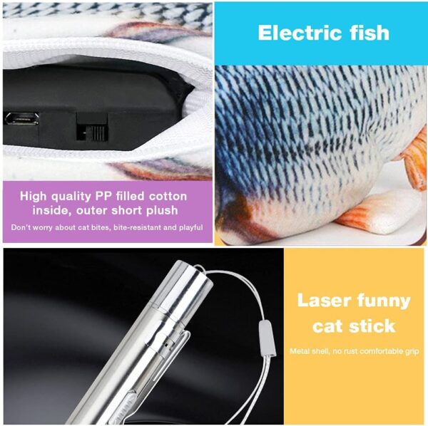 Mupack 2 in 1 Fish Cat Toy & Led Pointer Electric Flipping Fish Cat Toy Cat Chaser Toy for Indoor Cats,Interactive Exercise Cat Nip Supplies kitten Cat Toy (USB Rechargeable) for Cat - Image 2