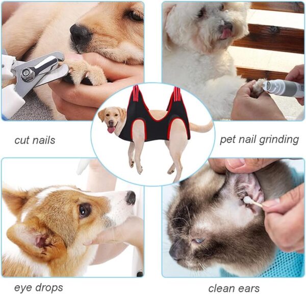 DZOZO Pet Dog Grooming Hammock Kit Pet Grooming Helper Dog Sling Hanging Harness Dog Grooming Hammock Harness Pet Supplies Kit with Nail Clippers Trimmer Pet Comb Dog Hammock Restraint Bag - Image 2