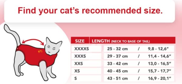 MPS Medical Pet Shirt Cat, Surgery Recovery Suit, Red, XX-Small - Image 5