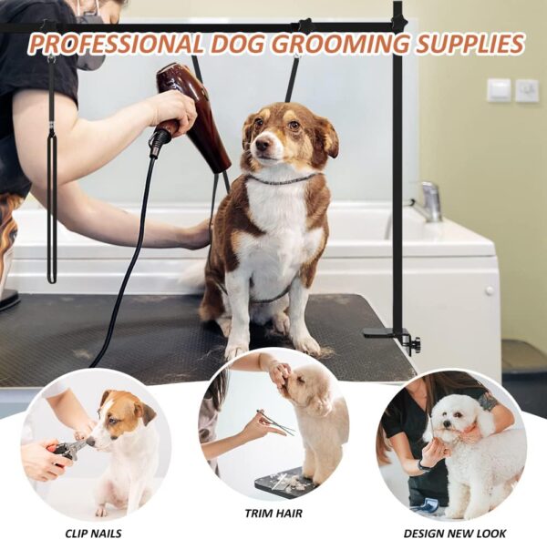 HIDOG Dog Grooming Arm with Clamp, H-Shape Adjustable Dog Grooming Table Arm with Loop Noose, Height and Width Adjustable Pet Grooming Supplies for Dogs and Cats - Image 7