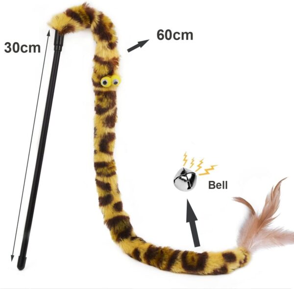 Cat Feather Toys, Interactive Cat Teaser Wand with Bells and Feather, Cat Toys for Indoor Cats Kitten Interactive Training - Image 5