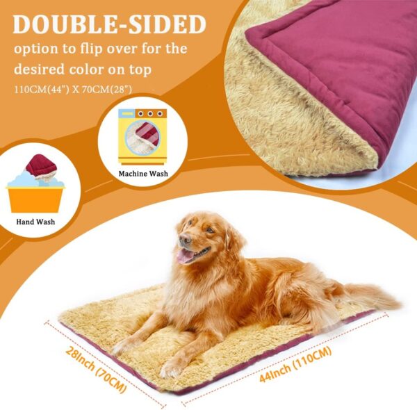 TVMALL Dog Bed Mat Soft Crate Pad Reversible Big Washable Sofas Cushion Pets Plush Kennel Pads Outdoor Travel, Camping, Car Mattress for Large Medium Small Dogs and Cats Sleeping, Red - Image 3