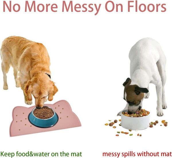 Cat Food Mat, Silicone Pet Feeding Mat Non Slip Dog Bowl Mat Waterproof Tray Cushion (Tea Rose) - Image 3