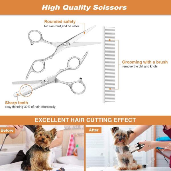 Dog Clippers Professional Pet Grooming Kit Low Noise, Rechargeable Pet Shaver Cordless Silent Dog Hair Trimmer with Scissors Comb Best Hair Clipper for Dogs Cats Pets - Image 4