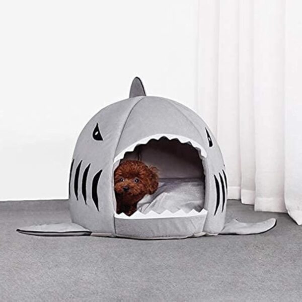 Aliangting Cat Bed Shark Cat Bed Pet Dog Cave Bed Small Cat Bed with Removable Cushion Lovely Pet House Gift for Pet(Grey） - Image 5