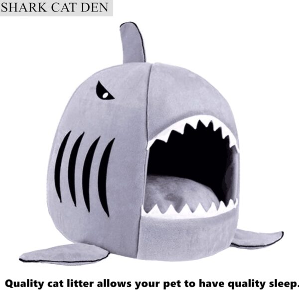 Aliangting Cat Bed Shark Cat Bed Pet Dog Cave Bed Small Cat Bed with Removable Cushion Lovely Pet House Gift for Pet(Grey） - Image 6