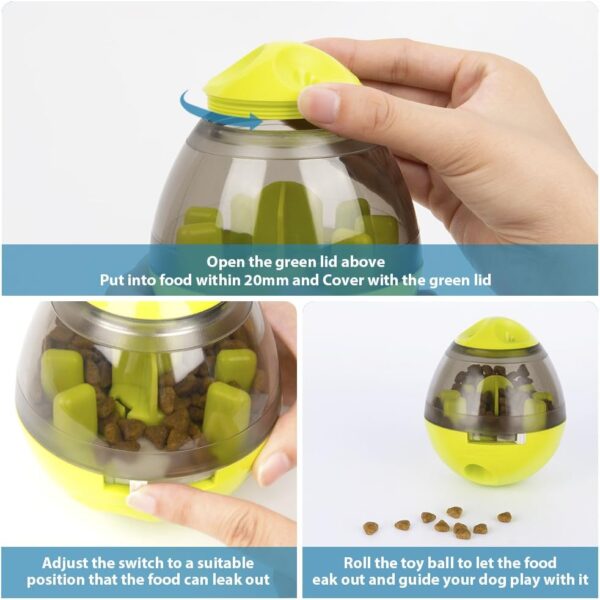 Lesfit Dog Food Ball, Pet Food Dispenser Toys IQ Treat Interactive Feeder Balls Smart Puzzle Toy for Dogs and Cats (Green) - Image 3